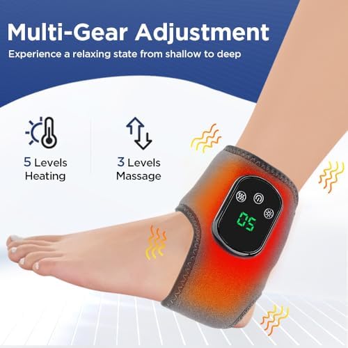 Masajeador portátil para pies y tobillos con calor – Vibración de 3 velocidades y 5 temperaturas, inalámbrico para aliviar el dolor, hinchazón y - imagen 2