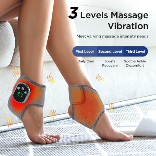 Masajeador portátil para pies y tobillos con calor – Vibración de 3 velocidades y 5 temperaturas, inalámbrico para aliviar el dolor, hinchazón y - imagen 3
