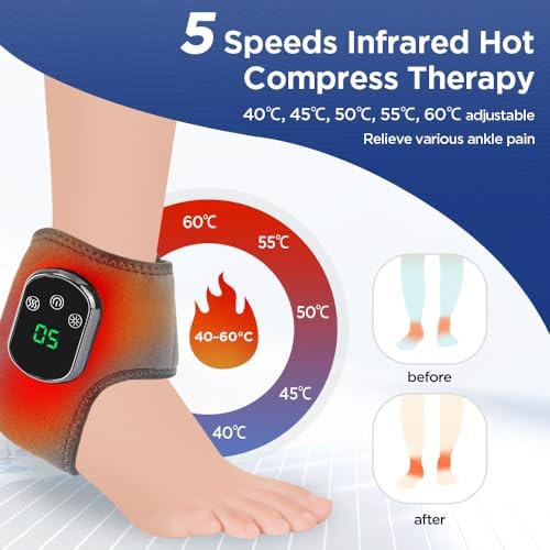Masajeador portátil para pies y tobillos con calor – Vibración de 3 velocidades y 5 temperaturas, inalámbrico para aliviar el dolor, hinchazón y - imagen 4