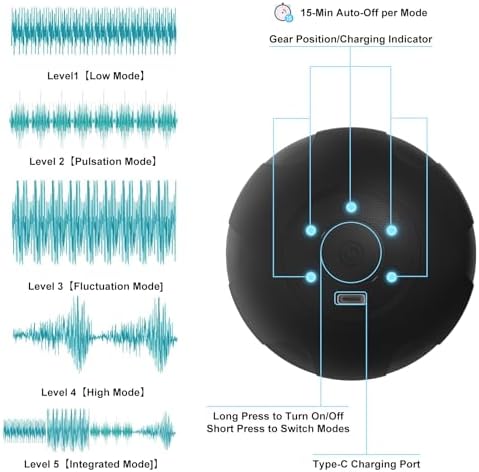 Bola de Masaje Vibratoria JIEJUNJIE con 5 Modos de Velocidad para Recuperación Muscular y Liberación Miofascial - Bola de Masaje Profundo para Puntos - imagen 3
