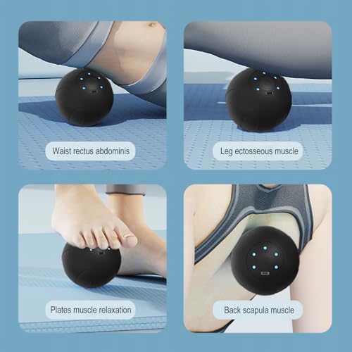 Bola de Masaje Vibratoria JIEJUNJIE con 5 Modos de Velocidad para Recuperación Muscular y Liberación Miofascial - Bola de Masaje Profundo para Puntos - imagen 4