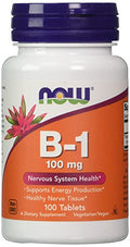 NOW Vitamina B-1 (tiamina) 100mg, 100 tabletas (paquete de 4) - imagen 1