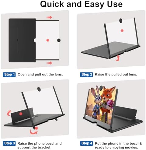 Amplificador de Pantalla para Teléfono, Lupa HD de 10 Pulgadas para Películas, Videos y Juegos, Ligera y Plegable con Soporte Móvil - imagen 6