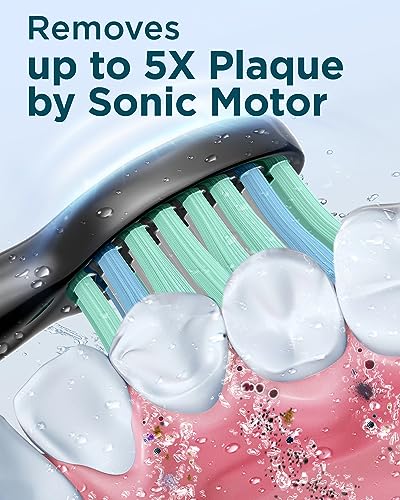 Cepillo de Dientes Eléctrico Rtauys para Adultos, 8 Cabezas de Cepillo y Estuche de Viaje, 5 Modos con Temporizador Inteligente de 2 Minutos, Carga - imagen 2