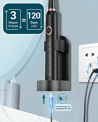 Cepillo de Dientes Eléctrico Rtauys para Adultos, 8 Cabezas de Cepillo y Estuche de Viaje, 5 Modos con Temporizador Inteligente de 2 Minutos, Carga - imagen 6