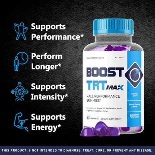 Boost TRT Max - Gomas oficiales para hombres con fórmula natural avanzada, apoyo máximo para el rendimiento y bienestar general, 1 mes de suministro - imagen 2