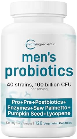 Probióticos Micro Ingredients para Hombres 100 Mil Millones CFU, 40 Cepas, 120 Cápsulas Vegetarianas | Pre, Pro, Postbióticos y Enzimas - imagen 1