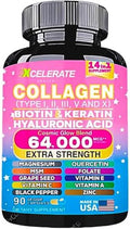 Suplemento de Colágeno 14 en 1 - Péptidos Tipo I II III V X, Biotina, Queratina, Ácido Hialurónico, Folato, Zinc, Quercetina, Vinagre de Sidra de - imagen 1