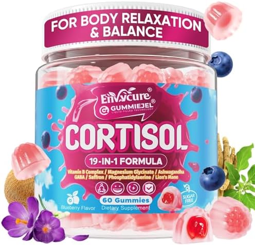 Gomitas de Cortisol para Hombres y Mujeres, Suplemento Reductor de Cortisol 19 en 1 con Vitaminas B, Magnesio, Ashwagandha, Azafrán y Más, 60 Unidades - imagen 1