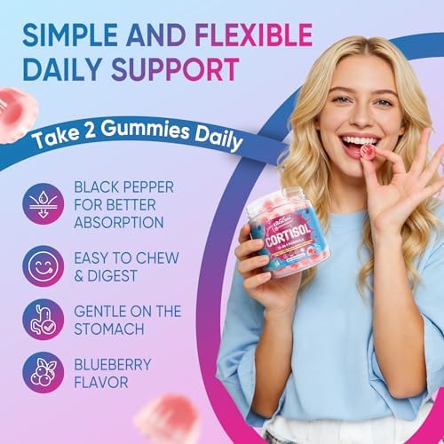 Gomitas de Cortisol para Hombres y Mujeres, Suplemento Reductor de Cortisol 19 en 1 con Vitaminas B, Magnesio, Ashwagandha, Azafrán y Más, 60 Unidades - imagen 6