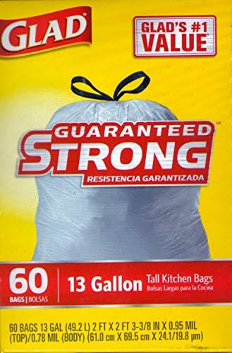 Bolsas de Basura de Cocina Glad Altas con Cinta Ajustable y Refuerzos 13 Galones 60 Piezas - imagen 1