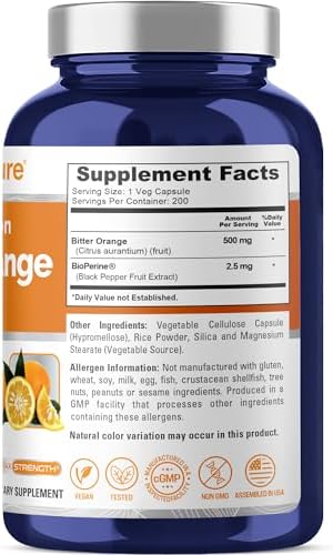 NusaPure Naranja Amarga - Apta para Vegetarianos/Veganos, Sin OGM - 500mg, 200 Cápsulas - imagen 2