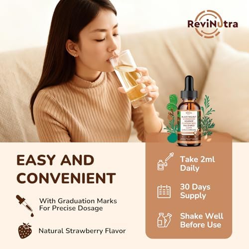ReviNutra Limpieza de 16 en 1 con Ajenjo, Nogal Negro y Clavo para Humanos, Gotas Líquidas con Aceite de Soursop y Orégano, 2 Fl Oz, Sabor Fresa - imagen 5