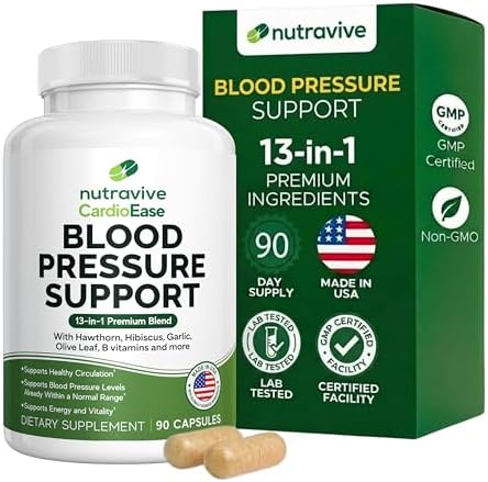 Suplemento Nutravive 13 en 1 para la Salud del Corazón – Apoya la Circulación y Niveles de Presión Arterial – con Espino, Ajo, Hoja de Olivo, - imagen 1