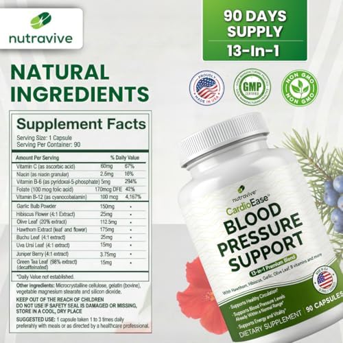 Suplemento Nutravive 13 en 1 para la Salud del Corazón – Apoya la Circulación y Niveles de Presión Arterial – con Espino, Ajo, Hoja de Olivo, - imagen 5