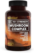 Complejo de Hongos BioEmblem - 10:1, 7 Especies - Melena de León, Reishi, Cordyceps, Chaga, Maitake, Shiitake - Suplemento Vegano de Inmunidad, - imagen 1