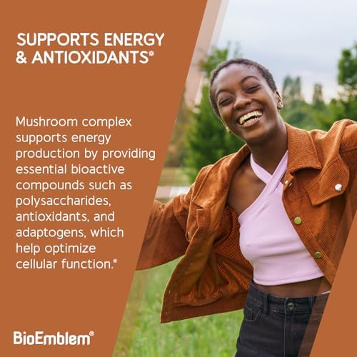 Complejo de Hongos BioEmblem - 10:1, 7 Especies - Melena de León, Reishi, Cordyceps, Chaga, Maitake, Shiitake - Suplemento Vegano de Inmunidad, - imagen 3