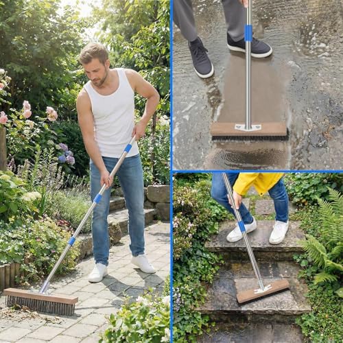 Cepillo de Acero Inoxidable SUNBABA con Mango de 62, Escoba de Cerdas Metálicas para Limpiar Pisos de Patio, Jardines y Garajes, Ideal para Remover - imagen 6
