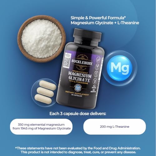 Cápsulas de Magnesio Glicinato Bucklebury con L-Theanina 350mg - Fórmula Avanzada para Alivio del Estrés, Salud Muscular y Ósea - Suplementos Veganos - imagen 7
