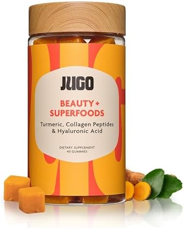 JUGO Beauty + SUPERFOODS Gomas de Colágeno para Cabello, Piel y Uñas, Ácido Hialurónico y Cúrcuma, Sin Crueldad, Sin Gelatina, 40 piezas - imagen 1