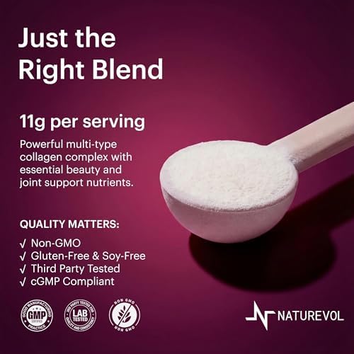 NATUREVOL Polvo de Péptidos de Colágeno Múltiple – Hidrolizado Tipos I, II, III, V, X con Biotina, Vitamina C y Ácido Hialurónico | Apoyo para - imagen 6