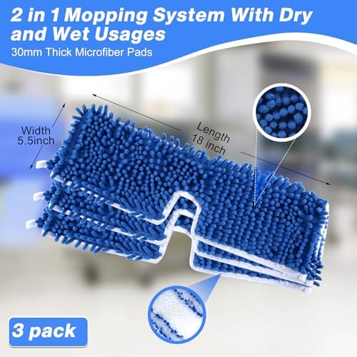 Paquete de 3 Cabezas de Repuesto para Trapeador O-Cedar Dual-Action Flip Mop, Refil de Microfibra Chenille Lavable y Reutilizable para Limpieza en - imagen 4