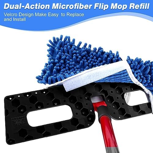 Paquete de 3 Cabezas de Repuesto para Trapeador O-Cedar Dual-Action Flip Mop, Refil de Microfibra Chenille Lavable y Reutilizable para Limpieza en - imagen 6