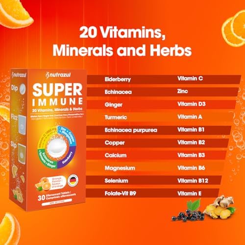 Nutrazul Super Inmunidad 30 Tabletas Efervescentes, 20 Vitaminas y Minerales, Extractos Herbales para tu Rutina Diaria, Sabor Naranja, Sin Gluten y - imagen 2