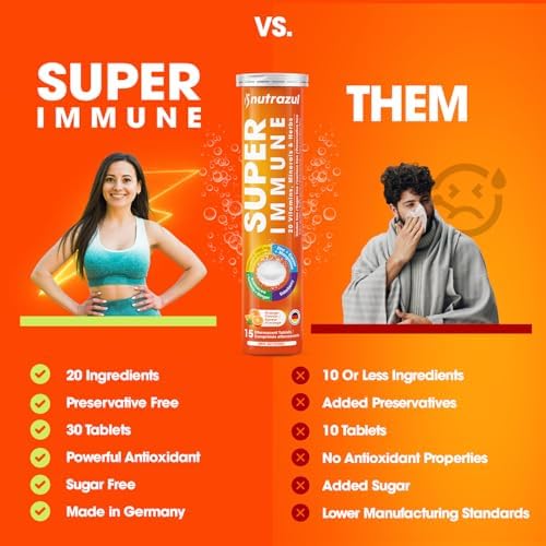 Nutrazul Super Inmunidad 30 Tabletas Efervescentes, 20 Vitaminas y Minerales, Extractos Herbales para tu Rutina Diaria, Sabor Naranja, Sin Gluten y - imagen 3