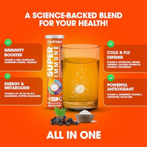 Nutrazul Super Inmunidad 30 Tabletas Efervescentes, 20 Vitaminas y Minerales, Extractos Herbales para tu Rutina Diaria, Sabor Naranja, Sin Gluten y - imagen 4
