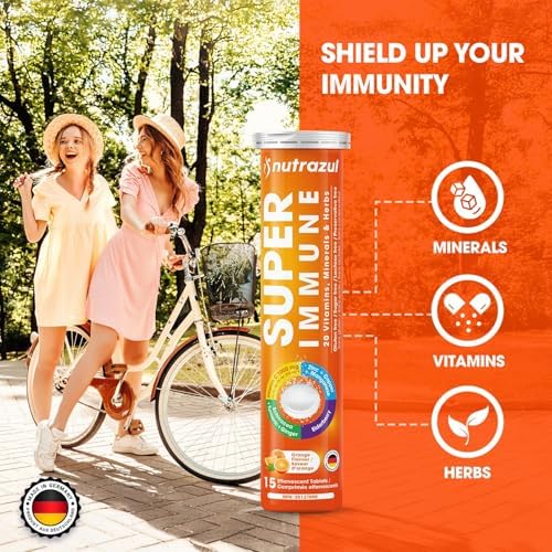 Nutrazul Super Inmunidad 30 Tabletas Efervescentes, 20 Vitaminas y Minerales, Extractos Herbales para tu Rutina Diaria, Sabor Naranja, Sin Gluten y - imagen 6