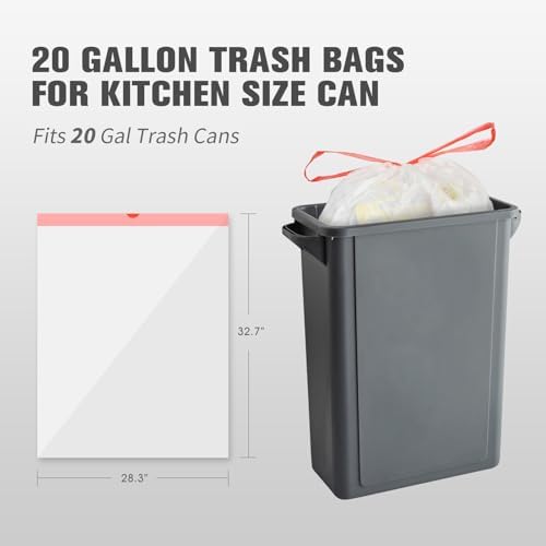 Bolsas de Basura Geiteoa de 20 Galones, Resistentes y Grandes con Cinta (102 Piezas) para Cocina, Oficina y Jardín, Transparentes - imagen 4