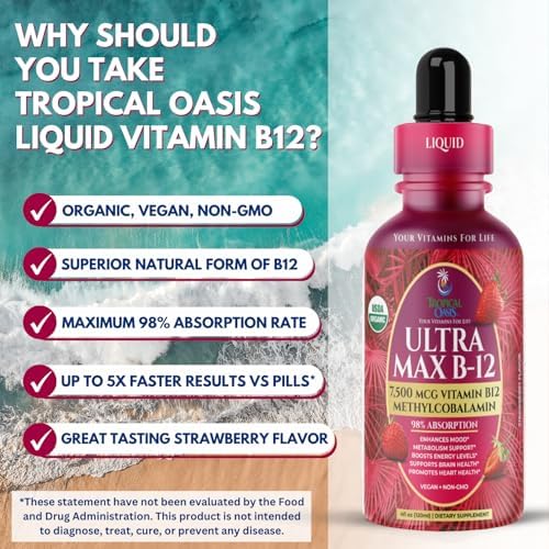 Ultra Max B12 Orgánico USDA | Gotas Líquidas de 7500mcg de Vitamina B12 | Methylcobalamin | Máxima Absorción 98% | Promueve Energía | Vegano, No GMO, - imagen 6