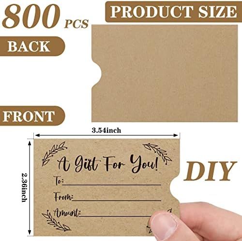 800 Piezas de Sobres para Tarjetas de Regalo, Fundas para Tarjetas de Crédito, Mini Sobres de Kraft Marrón para Invitaciones y Dinero en Efectivo, - imagen 2