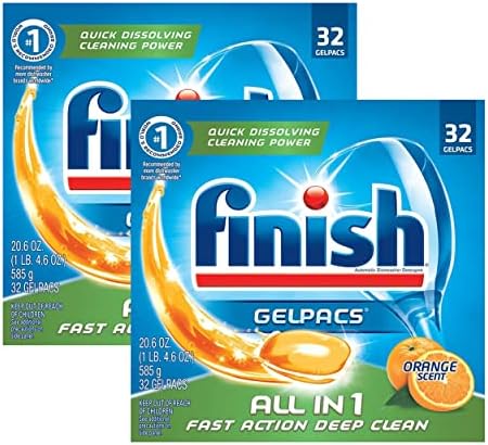 Finish All In 1 Gelpacs, Naranjas 32 Tabs, Tabletas para Lavavajillas (Paquete de 2) - imagen 1