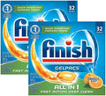 Finish All In 1 Gelpacs, Naranjas 32 Tabs, Tabletas para Lavavajillas (Paquete de 2) - imagen 1