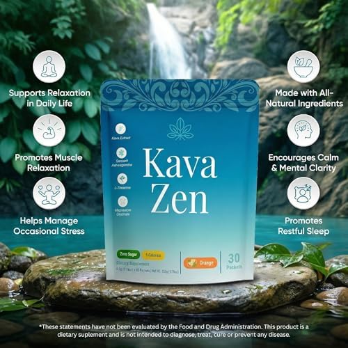Mezcla de Bebida Calmante Kava Zen | 250mg Extracto de Kava (70% Kavalactonas), L-Teanina, Ashwagandha Sensoril, Magnesio | Apoyo para Relajación y - imagen 2