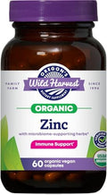 Zinc Oregon's Wild Harvest – Cápsulas Orgánicas Certificadas USDA, Veganas para Apoyo Inmunológico con Hierbas que Apoyan el Microbioma – No GMO, 60 - imagen 1
