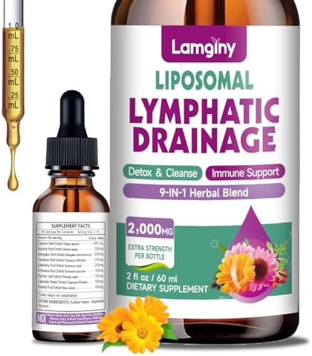 Gotas Liposomales para Drenaje Linfático, Suplementos 9 en 1 para Desintoxicación y Limpieza, con Equinácea, Diente de León, Saúco, Raíz de Bardana y - imagen 1