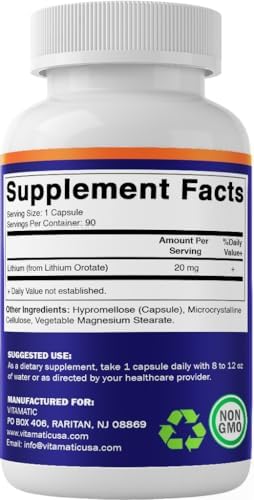 Vitamatic Orotato de Litio 20mg, 90 Cápsulas Veganas, Sin OGM, Sin Gluten - Paquete de 2 - imagen 7