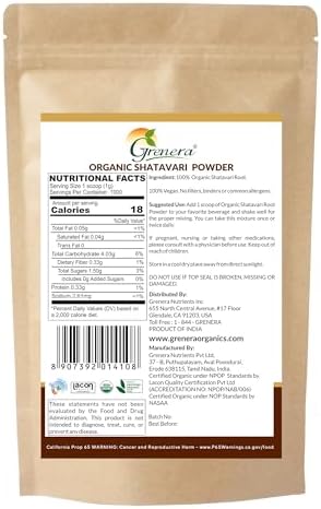 Polvo de Shatavari Orgánico Grenera | Raíz de Shatavari Certificada USDA | Ingrediente Único, Sin OGM y Sin Gluten | Asparagus racemosus | Mezcla - imagen 7