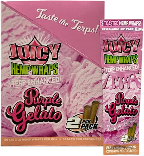Roll With Us Depot Gelato Morado Jugoso - 50 Envolturas (25 Paquetes, 2 Envolturas por Paquete) Natural, Sistema Triple Capa, Sellado Extra Ajustado, - imagen 2