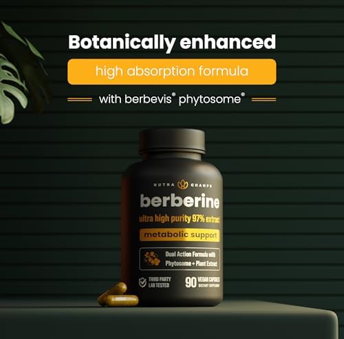 Suplemento de Berberina NutraChamps | Ultra Alta Potencia 97% Pureza | Berberina HCL 1500mg + Extracto de Berbevis Phytosome para Mejor Absorción y - imagen 2