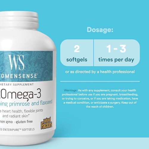 WomenSense de Natural Factors, Aceite de Pescado RxOmega-3, Apoya Corazón y Articulaciones con Aceite de Onagra, Omega-3 DHA y EPA, Sin Gluten, 120 - imagen 3