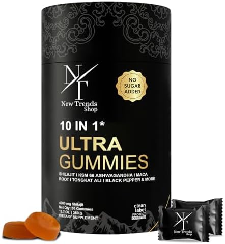 Gomitas Shilajit 10 en 1 de New Trends Shop | 4000 mg de Shilajit puro, Tongkat Ali, raíz de Maca, 75% ácido fúlvico | Veganas y sin azúcar | 90 - imagen 1