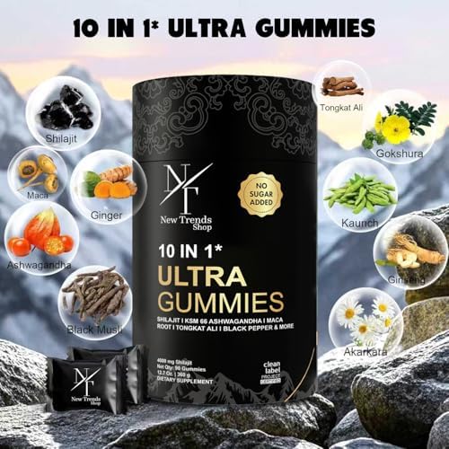 Gomitas Shilajit 10 en 1 de New Trends Shop | 4000 mg de Shilajit puro, Tongkat Ali, raíz de Maca, 75% ácido fúlvico | Veganas y sin azúcar | 90 - imagen 2