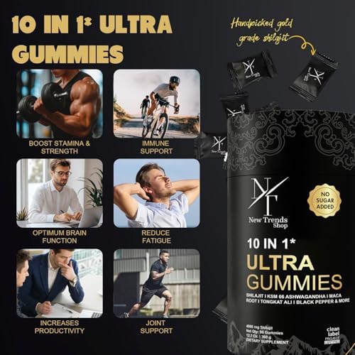 Gomitas Shilajit 10 en 1 de New Trends Shop | 4000 mg de Shilajit puro, Tongkat Ali, raíz de Maca, 75% ácido fúlvico | Veganas y sin azúcar | 90 - imagen 4
