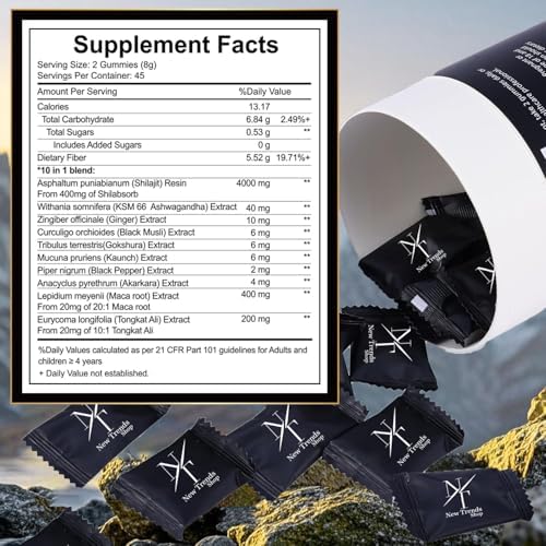 Gomitas Shilajit 10 en 1 de New Trends Shop | 4000 mg de Shilajit puro, Tongkat Ali, raíz de Maca, 75% ácido fúlvico | Veganas y sin azúcar | 90 - imagen 7