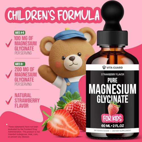 Vita Guard Magnesio Glicinato Puro para Niños – Gotas Líquidas de Magnesio de Alta Absorción para Sueño, Calma y Soporte Muscular – Suplemento Sin - imagen 4