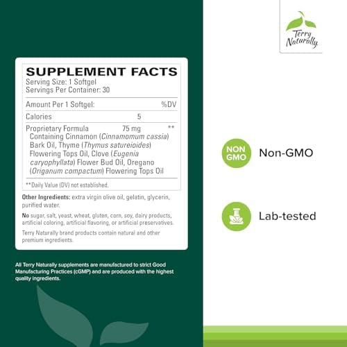 Terry Naturally Bacteril - Suplemento para el Intestino con Clavo, Canela, Tomillo y Orégano - Apoyo Inmunológico y Antioxidante - 30 Gelatinas - imagen 2